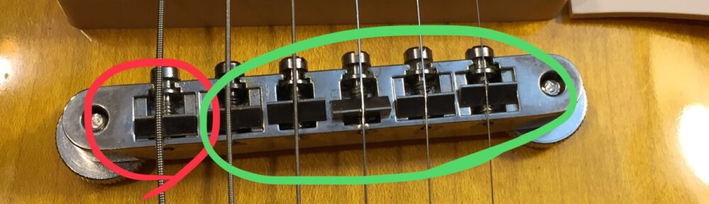 1弦のサドルを裏返す